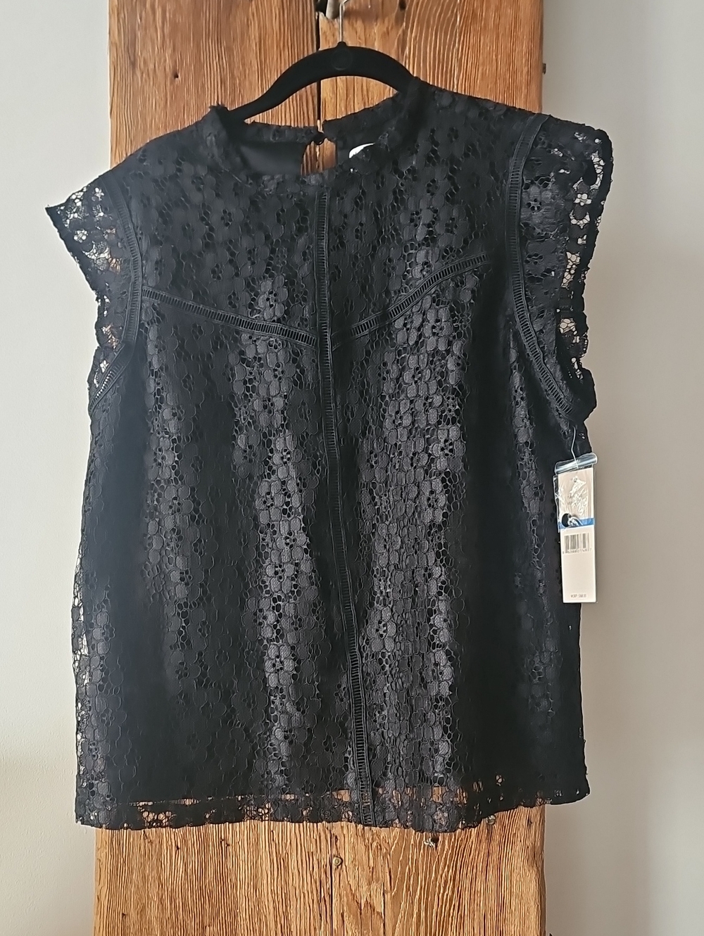 NWT Nanette Lepore Women's Lined Black Lace Cap Sleeve Top Sz XL